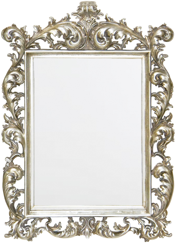 AF025S Wall décor art mirror silver classic ornate rectangular vertical